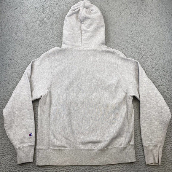 Champion Big Logo Gray Reverse Weave Hoodie Size Medium Heavyweight - Picture 9 of 11